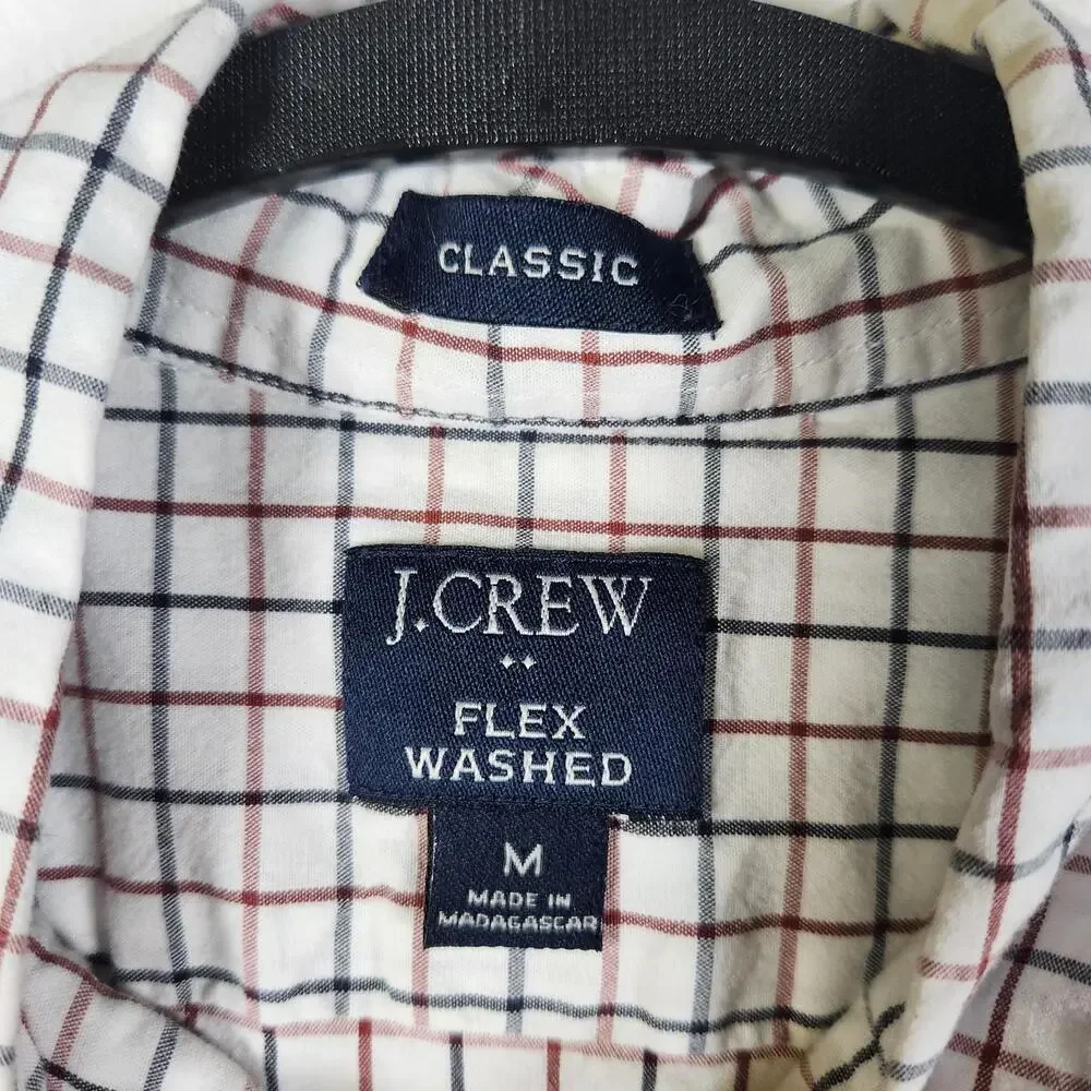 J‎ Crew Classic Flex Washed Checked Long Sleeve Button Down Shirt Size Medium